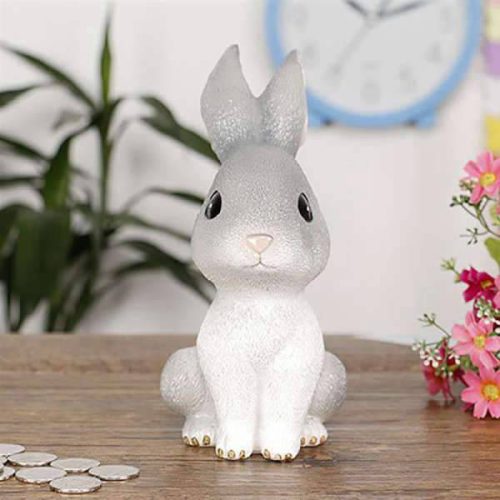 tirelire déco lapin gris