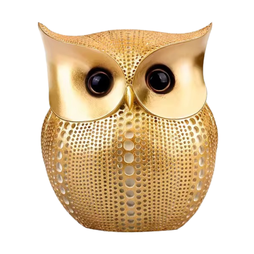 Tirelire Hibou Doré élégante