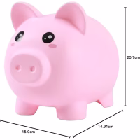Tirelire cochon rose en plastique