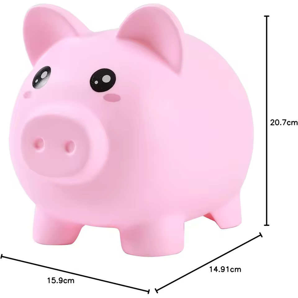 Tirelire cochon rose en plastique