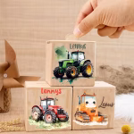 tirelire en bois tracteur