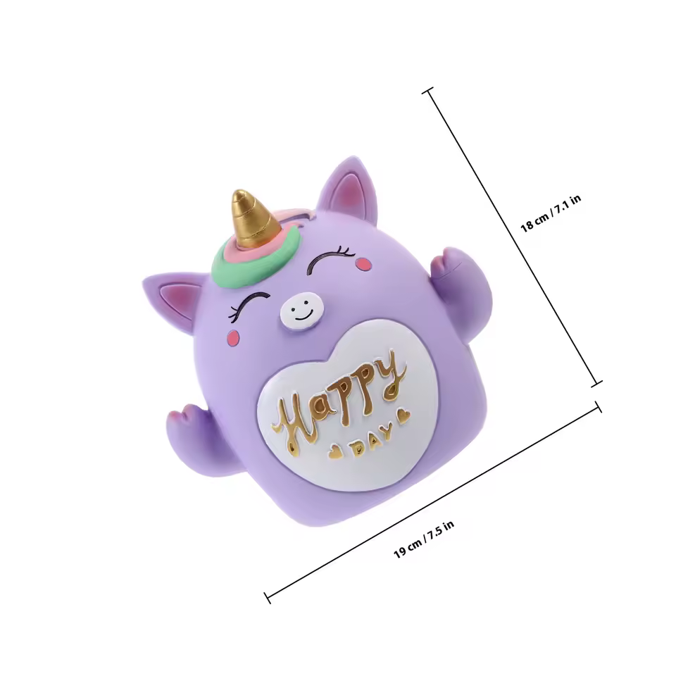 Grande tirelire licorne violette