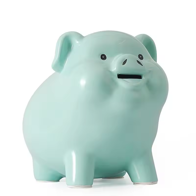 Tirelire cochon vert joyeux