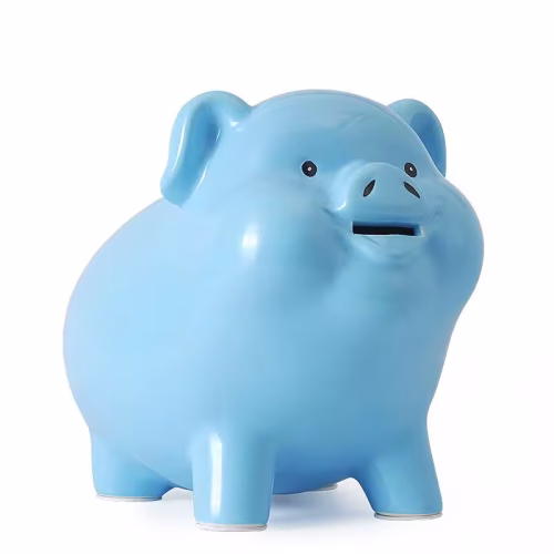 Tirelire cochon bleu joyeux