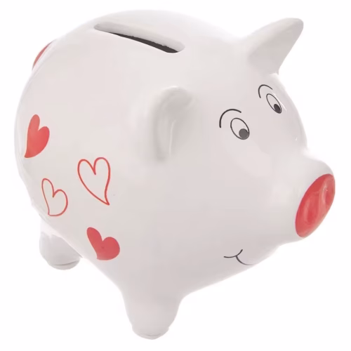 Tirelire cochon avec motif de coeur