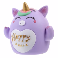 Tirelire licorne violette joyeuse