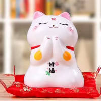 Tirelire chat japonais blanc