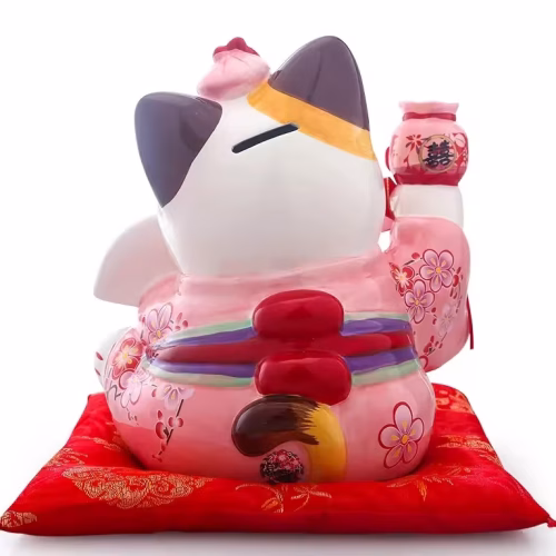 Tirelire chat japonais rose