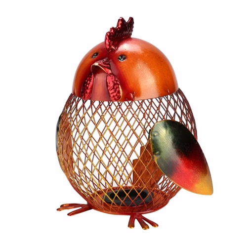 Tirelire Coq rouge en métal