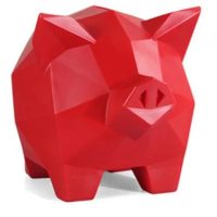 grosse tirelire rouge en résine