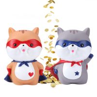 Tirelire Super-Héros orange et gris