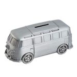 Tirelire Van Peace and Love en métal argenté