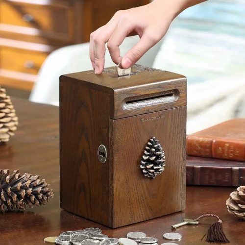 tirelire artisanale en bois massif