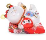 tirelire chat japonais daruma rouge