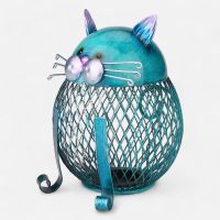 Chat métallique tirelire