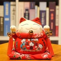 tirelire chat porte bohneur rouge