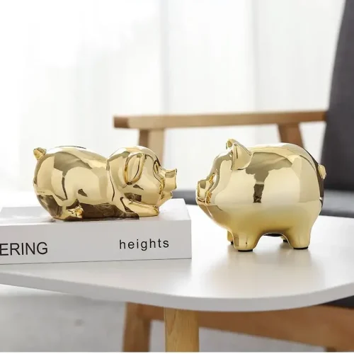 tirelire cochon mignon or