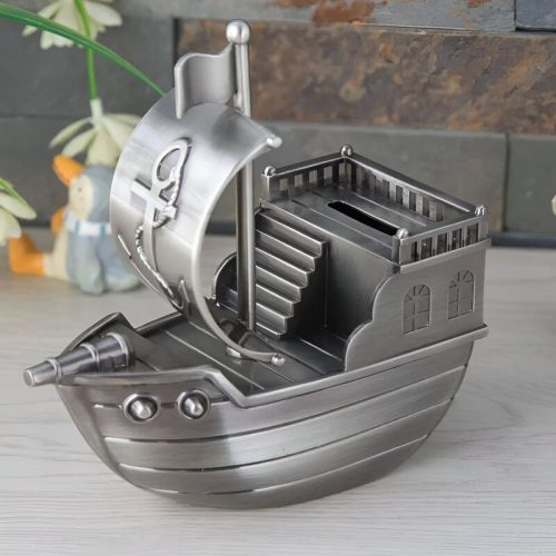 tirelire en metal bateau pirate