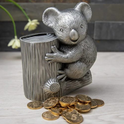 Tirelire koala argentée