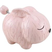 Tirelire Bébé Lapin en résine rose