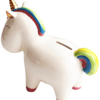 Tirelire décorative Licorne rose et bleu