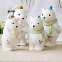 décoration tirelire ours blanc