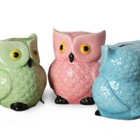 hibou tirelire céramique élégante