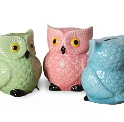 hibou tirelire céramique élégante